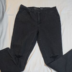 Seven7 Women's Distressed Black Skinny Jeans